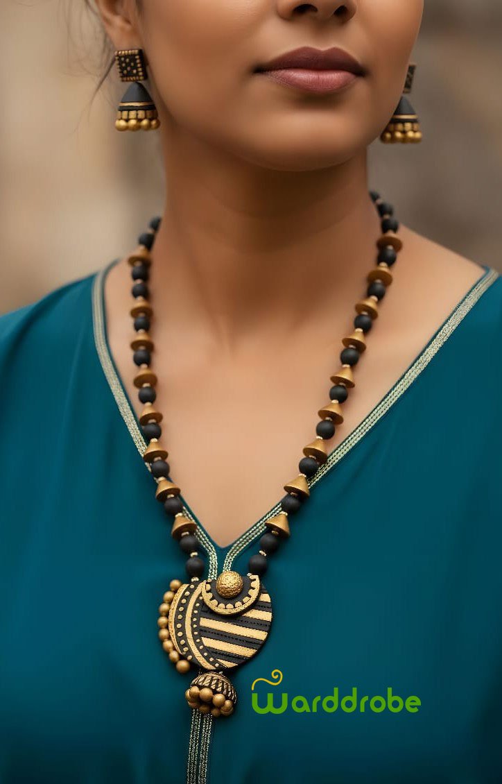 Handmade & Hand‑Painted Terracotta Jewellery Set