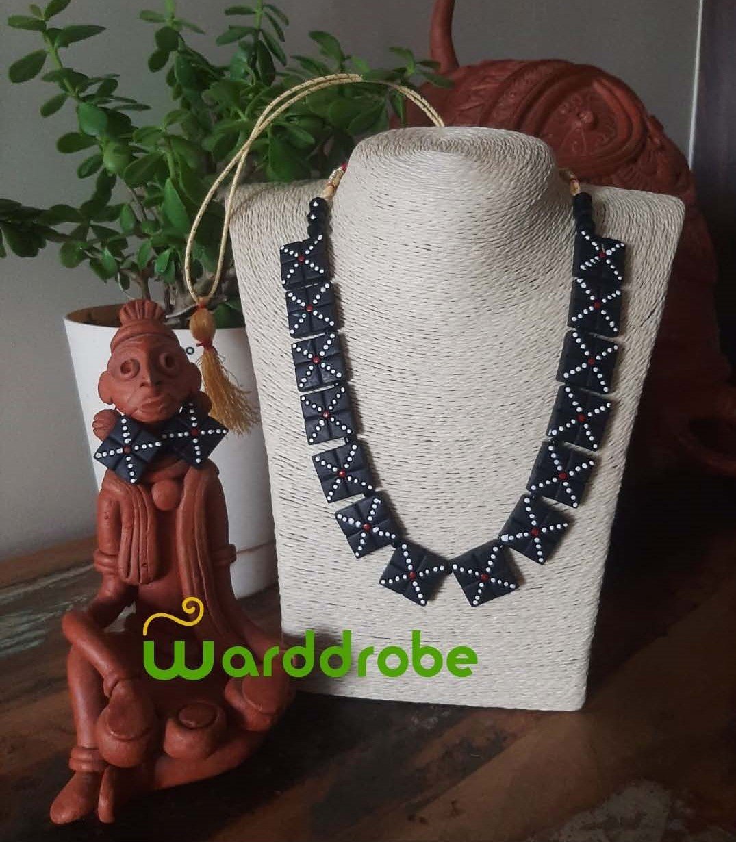 Handmade & Hand‑Painted Terracotta Jewellery Set
