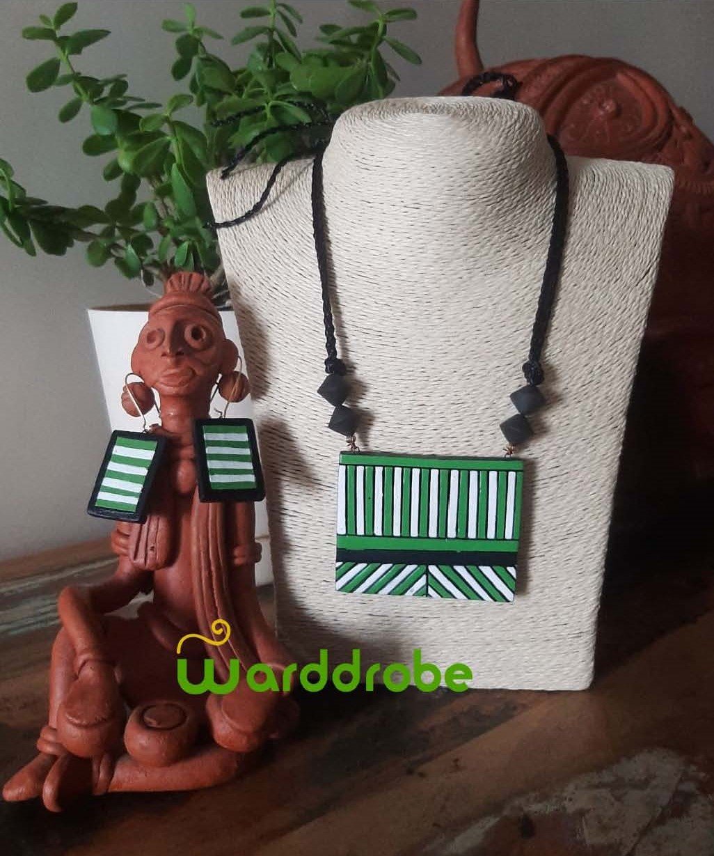 Handmade & Hand‑Painted Terracotta Jewellery Set