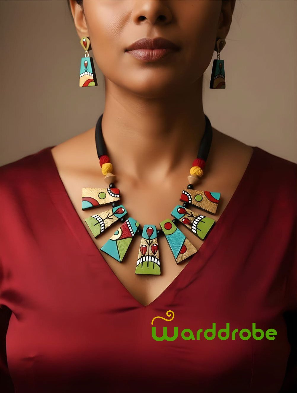 Handmade & Hand‑Painted Terracotta Jewellery Set - Image 2