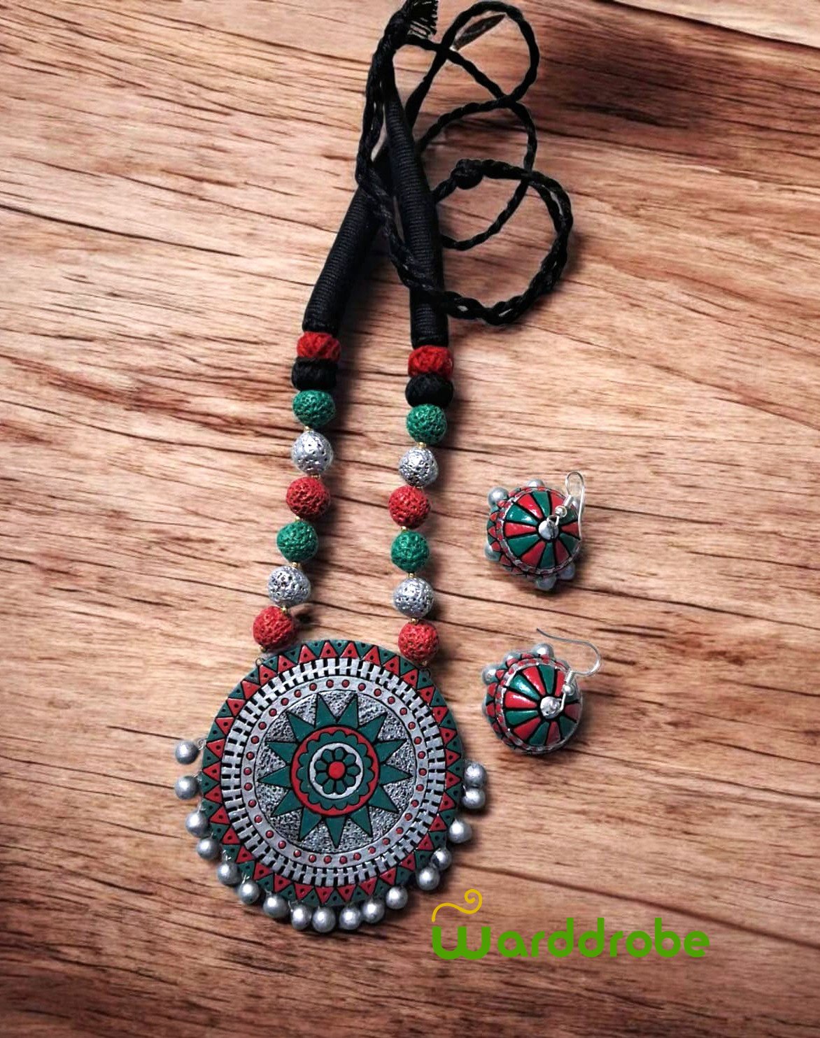 Handmade & Hand‑Painted Terracotta Jewellery Set