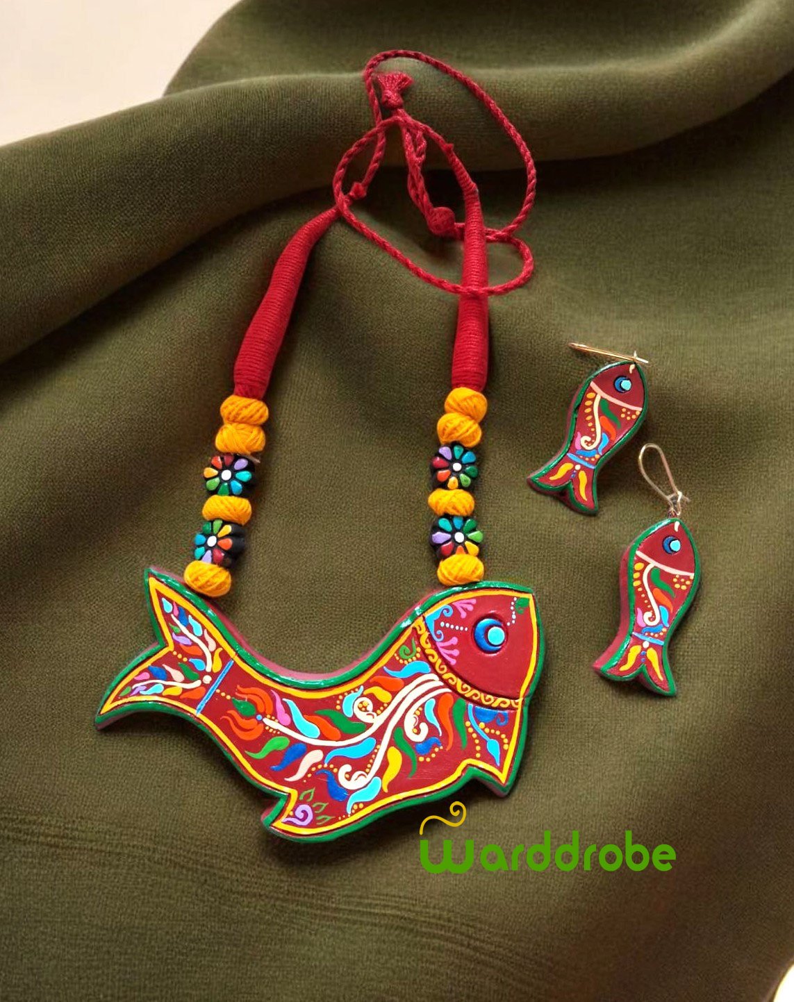 Handmade & Hand‑Painted Terracotta Jewellery Set - Image 2
