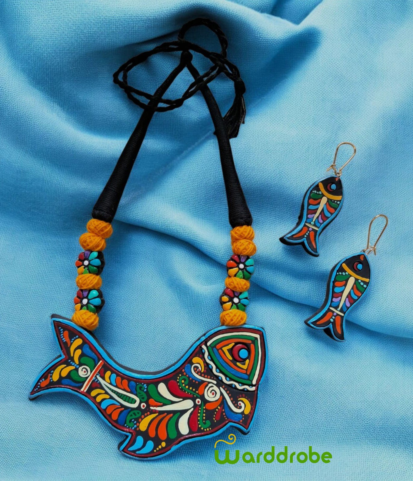 Handmade & Hand‑Painted Terracotta Jewellery Set