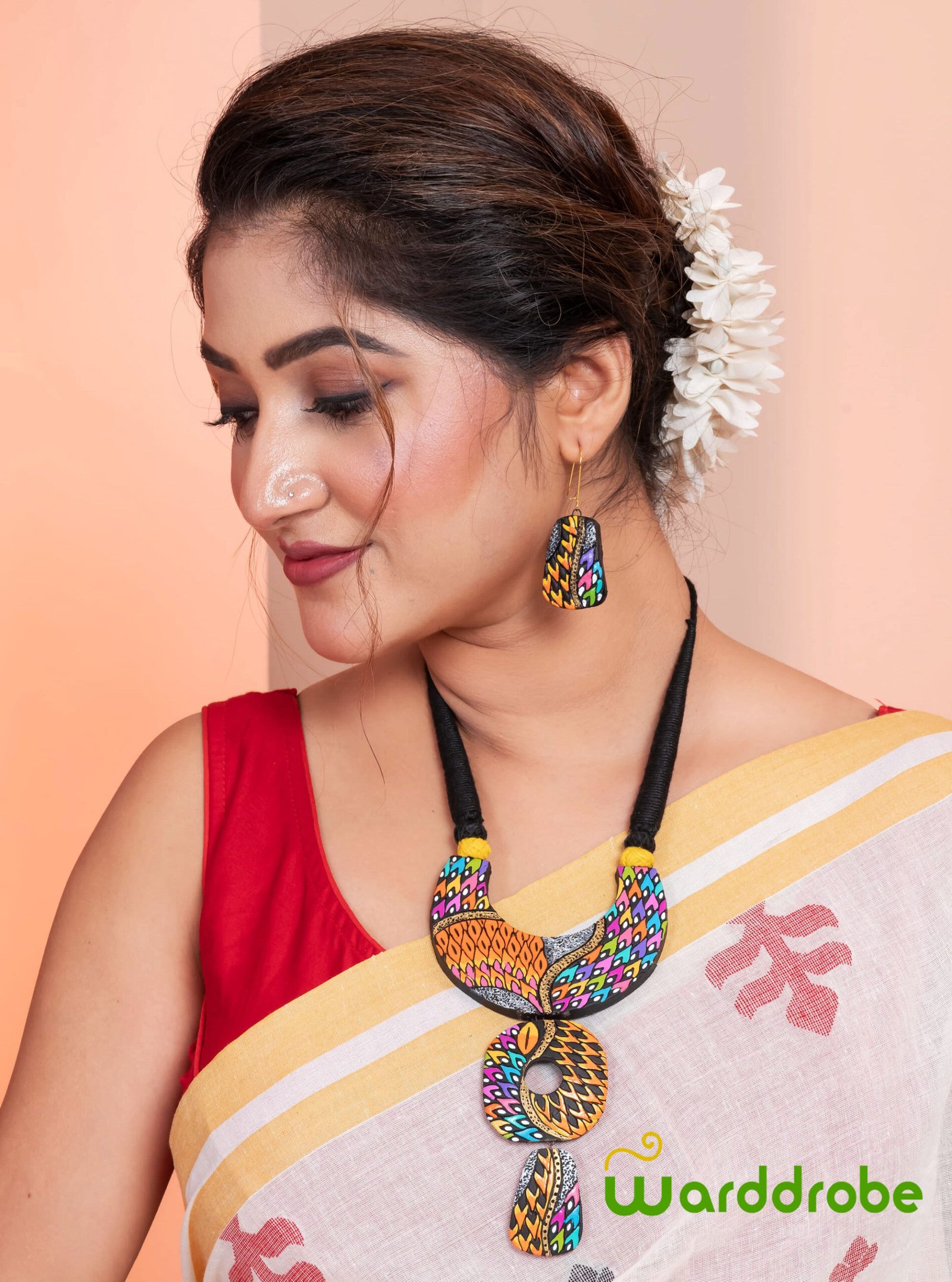 Handmade & Hand‑Painted Terracotta Jewellery Set