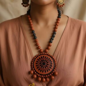 Handmade & Hand‑Painted Terracotta Jewellery Set