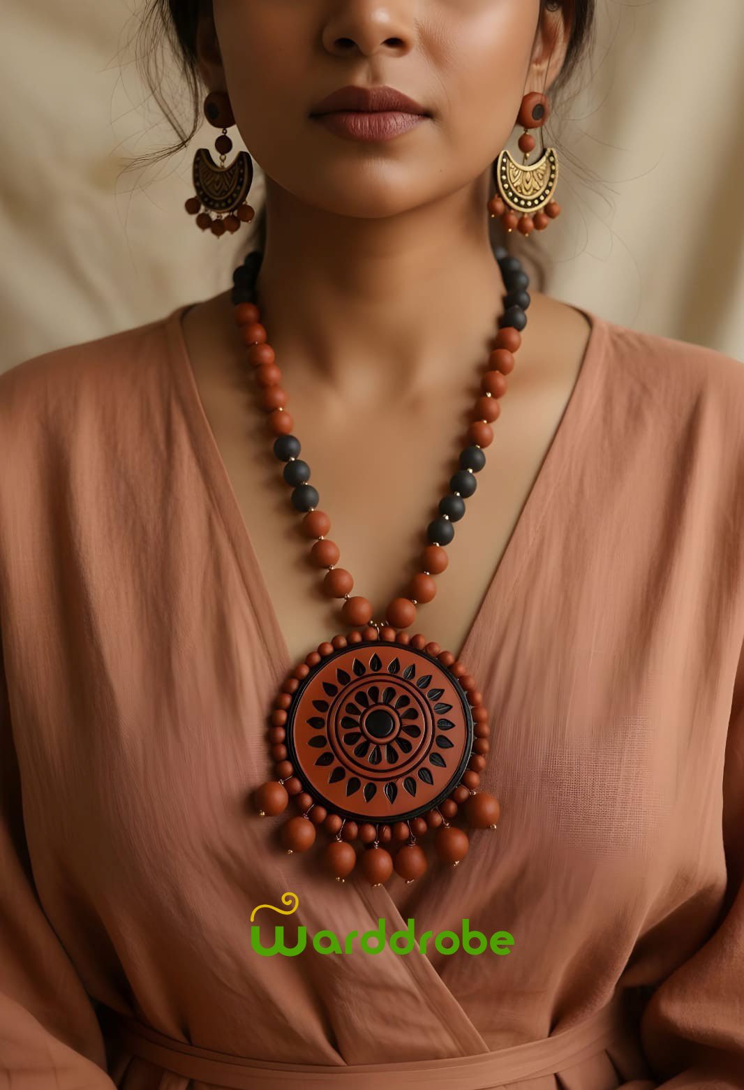 Handmade & Hand‑Painted Terracotta Jewellery Set