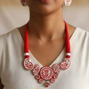 Handmade & Hand‑Painted Terracotta Jewellery Set