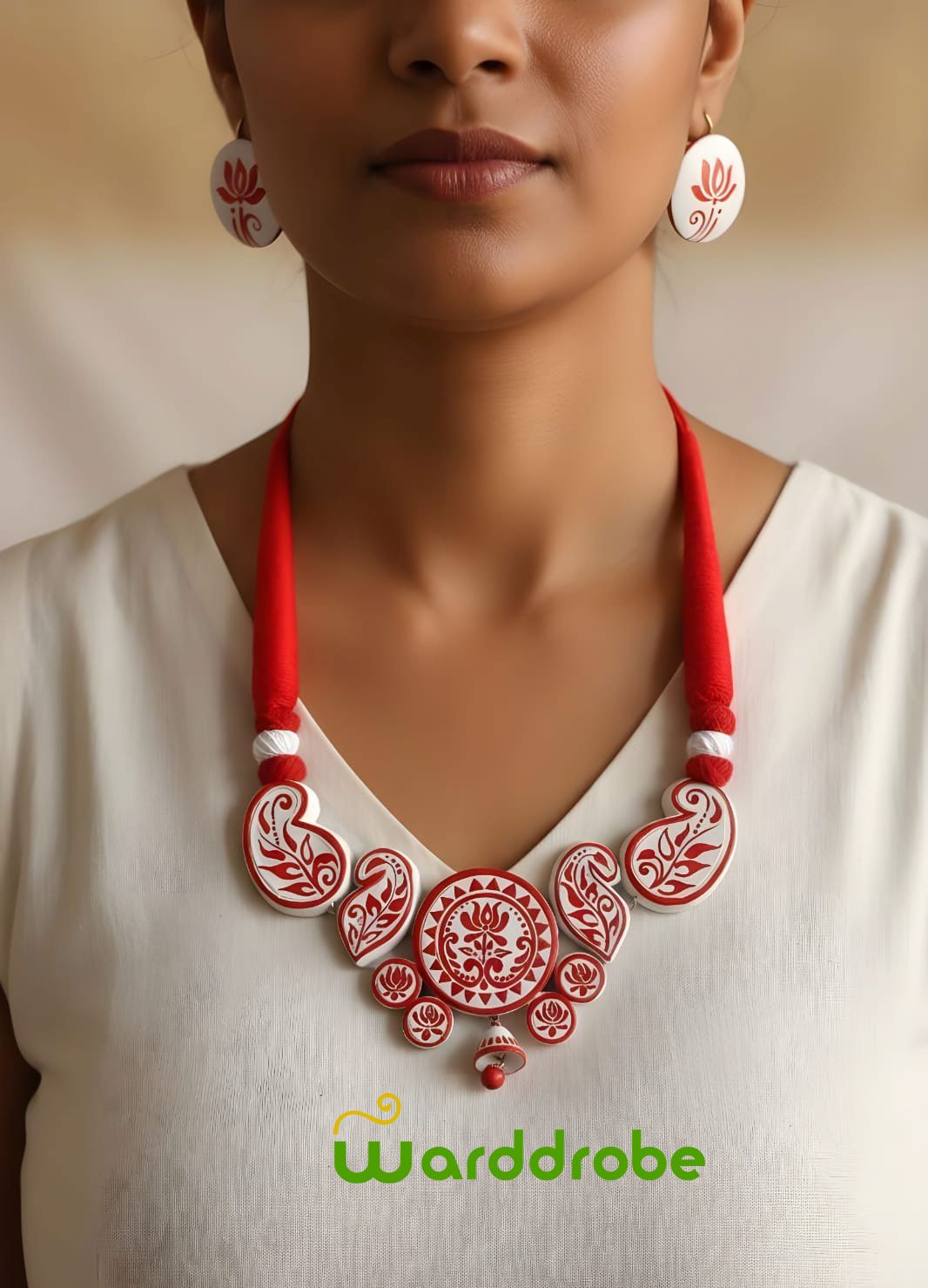 Handmade & Hand‑Painted Terracotta Jewellery Set