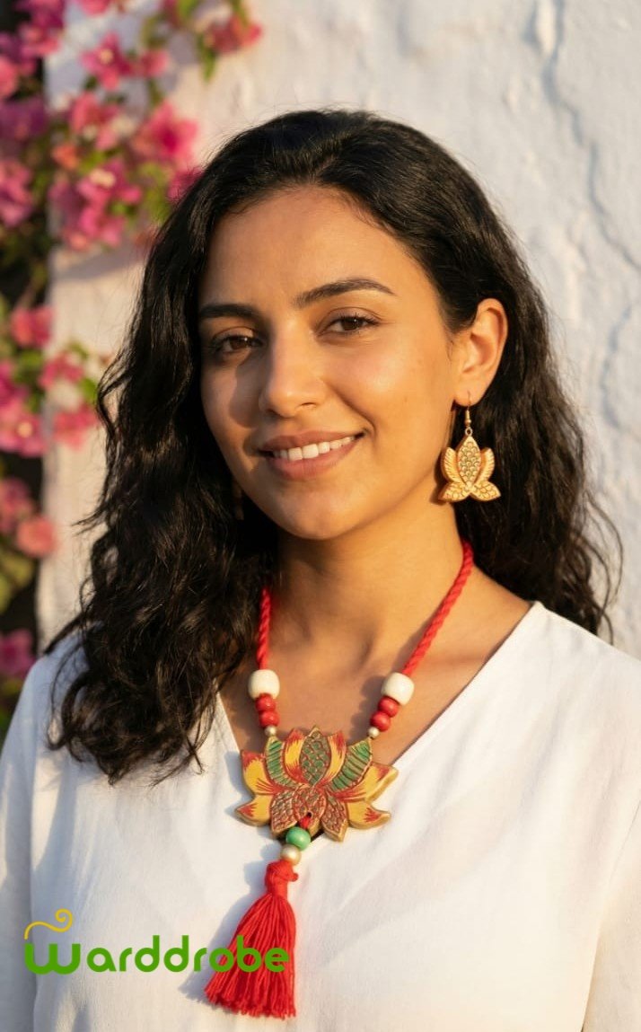 Handmade & Hand‑Painted Terracotta Jewellery Set - Image 5