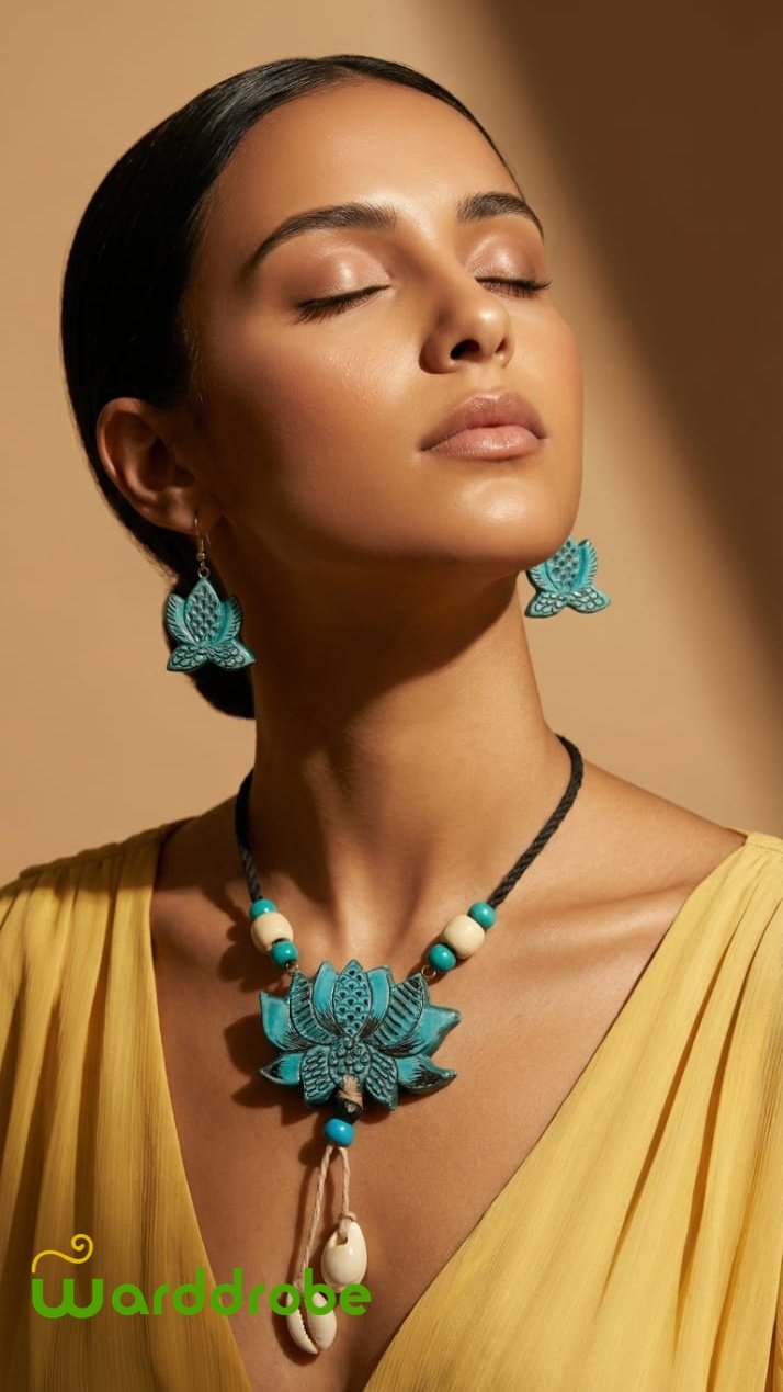 Handmade & Hand‑Painted Terracotta Jewellery Set - Image 4