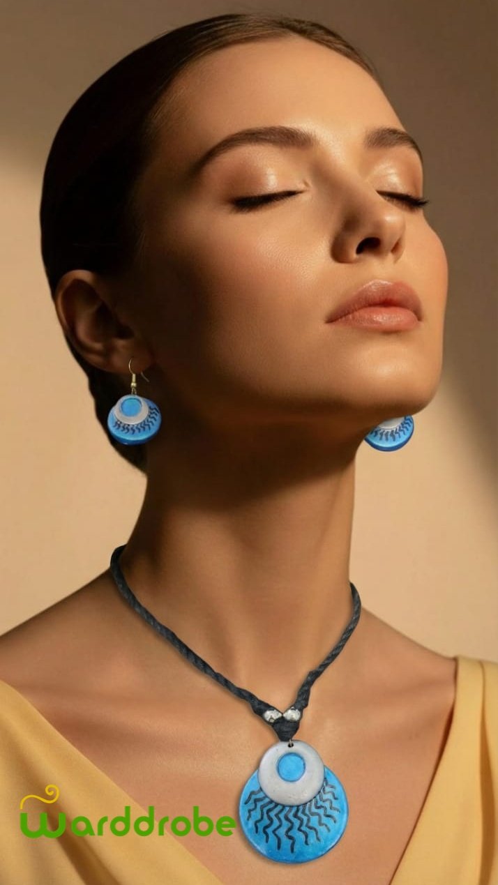 Handmade & Hand‑Painted Terracotta Jewellery Set - Image 3