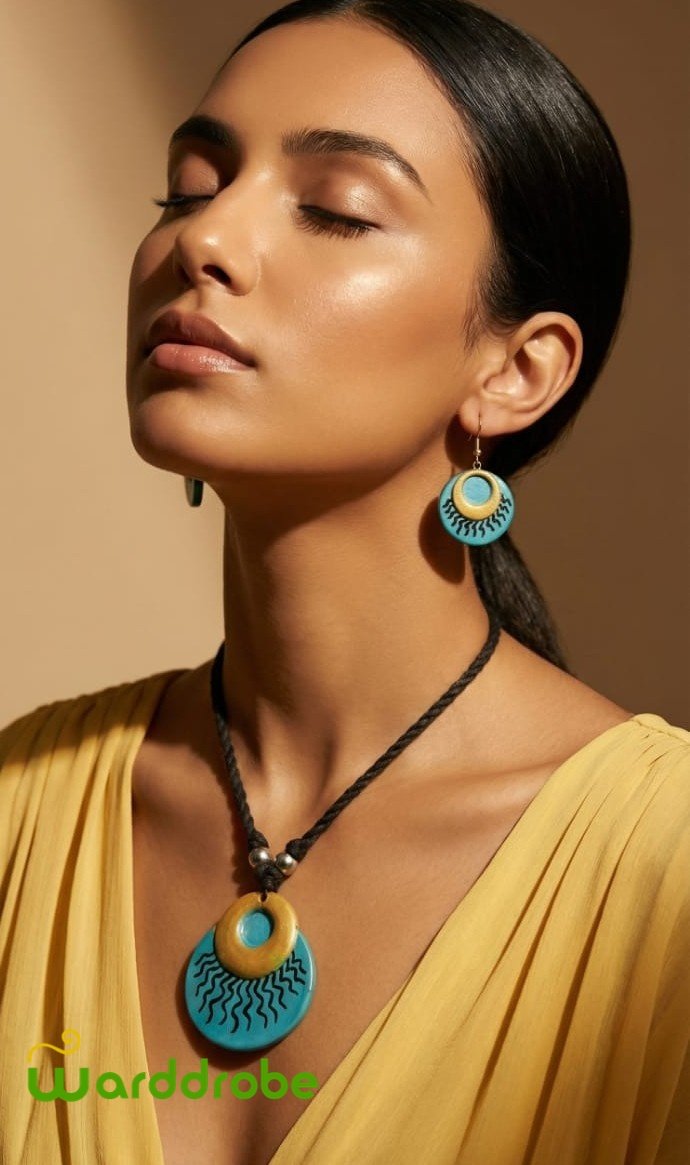 Handmade & Hand‑Painted Terracotta Jewellery Set