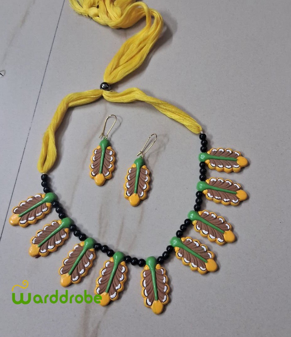 Handmade & Hand‑Painted Terracotta Jewellery Set - Image 2
