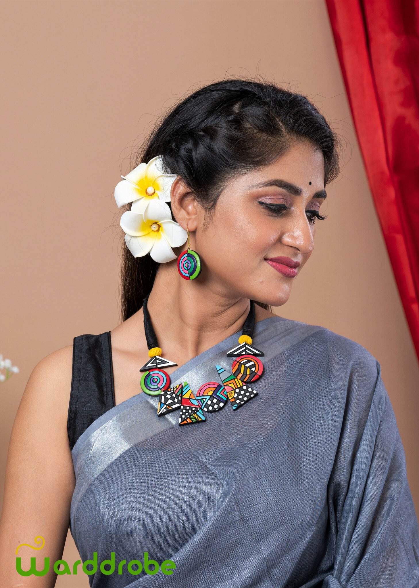 Handmade & Hand‑Painted Terracotta Jewellery Set