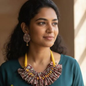 Handmade & Hand‑Painted Fabric Jewellery Set