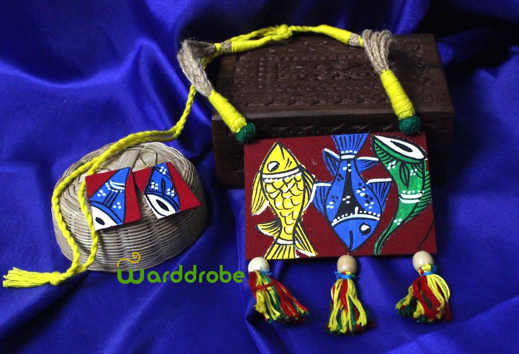 Handmade & Hand‑Painted Fabric Jewellery Set