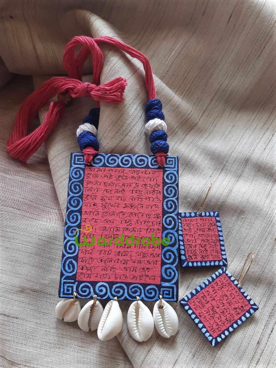 Handmade & Hand‑Painted Fabric Jewellery Set - Image 2