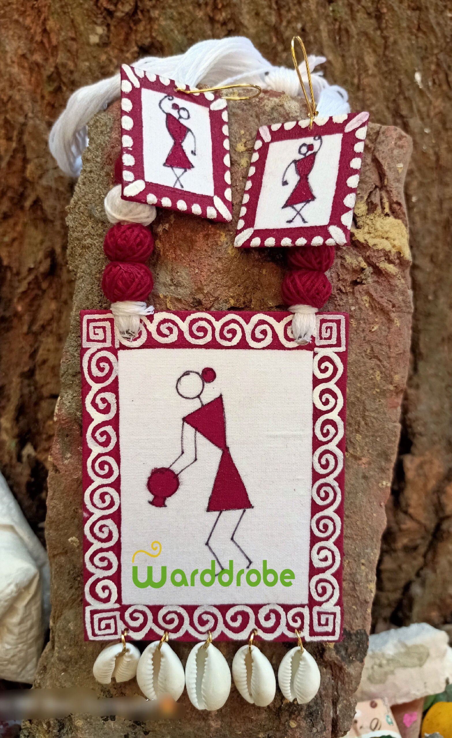 Handmade & Hand‑Painted Fabric Jewellery Set - Image 3