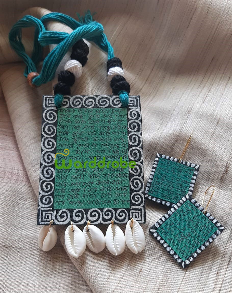 Handmade & Hand‑Painted Fabric Jewellery Set - Image 4