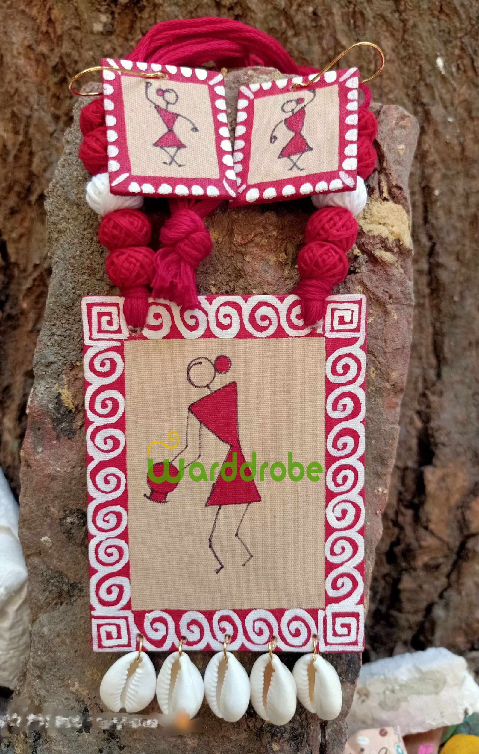 Handmade & Hand‑Painted Fabric Jewellery Set - Image 5