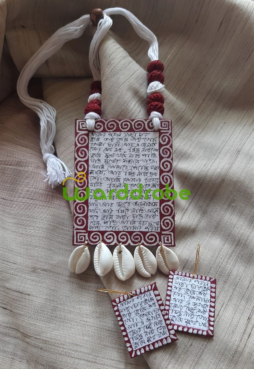 Handmade & Hand‑Painted Fabric Jewellery Set - Image 8