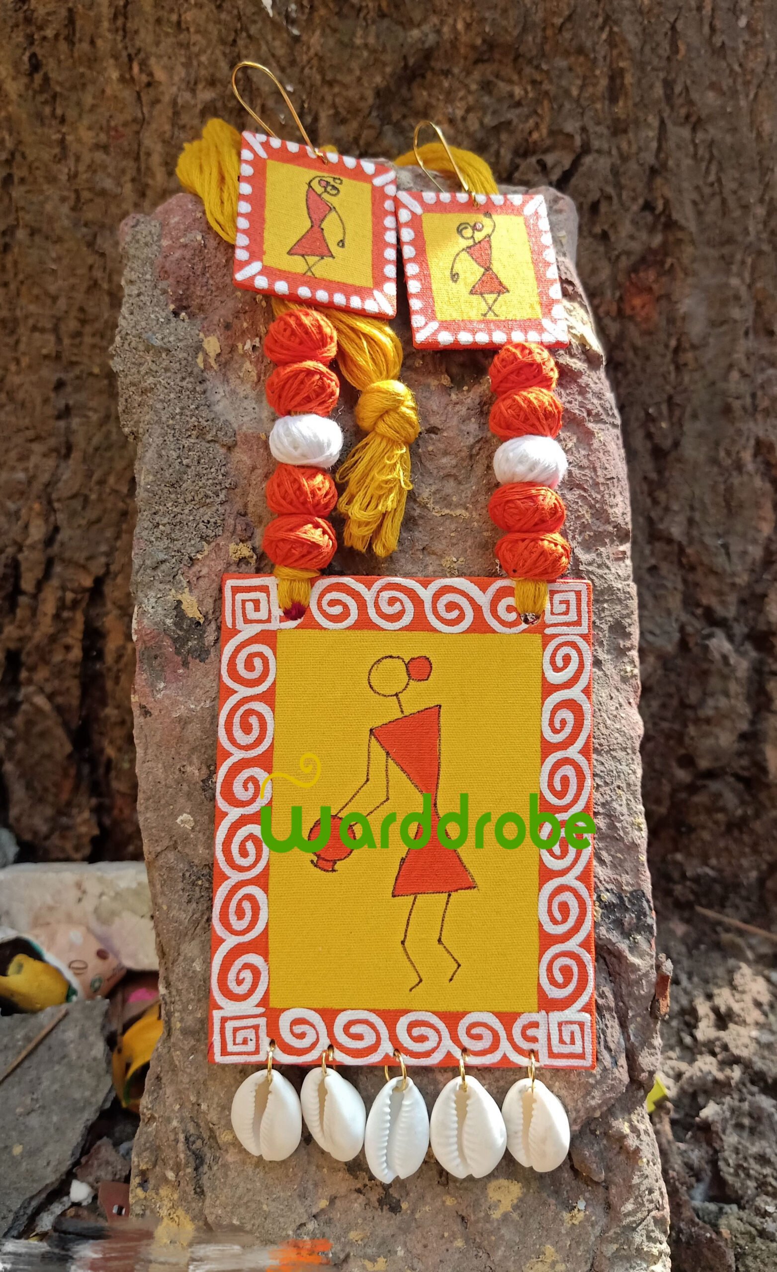 Handmade & Hand‑Painted Fabric Jewellery Set - Image 9