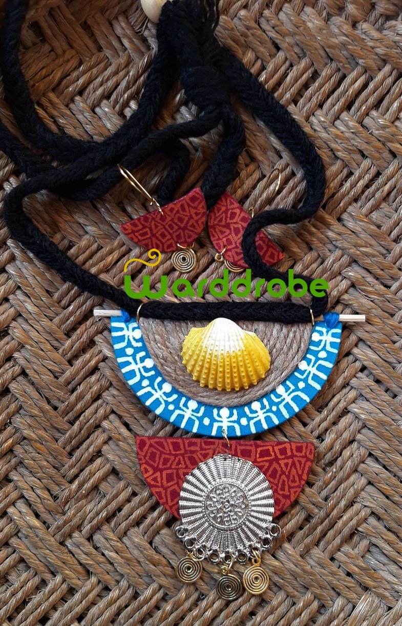 Handmade & Hand‑Painted Fabric Jewellery Set - Image 3