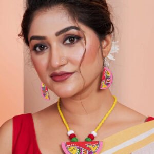 Handmade & Hand‑Painted Fabric Jewellery Set