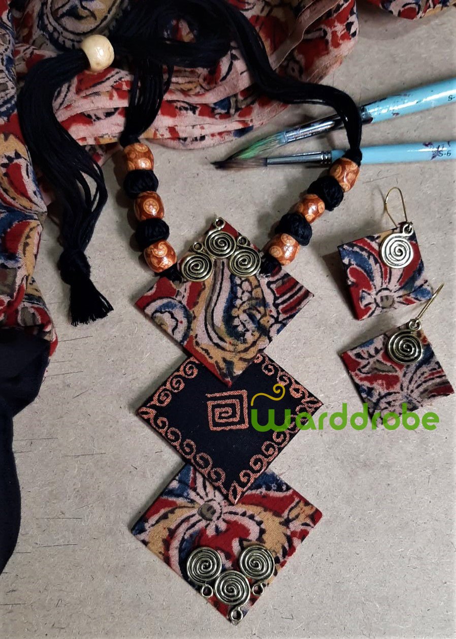 Handmade & Hand‑Painted Fabric Jewellery Set