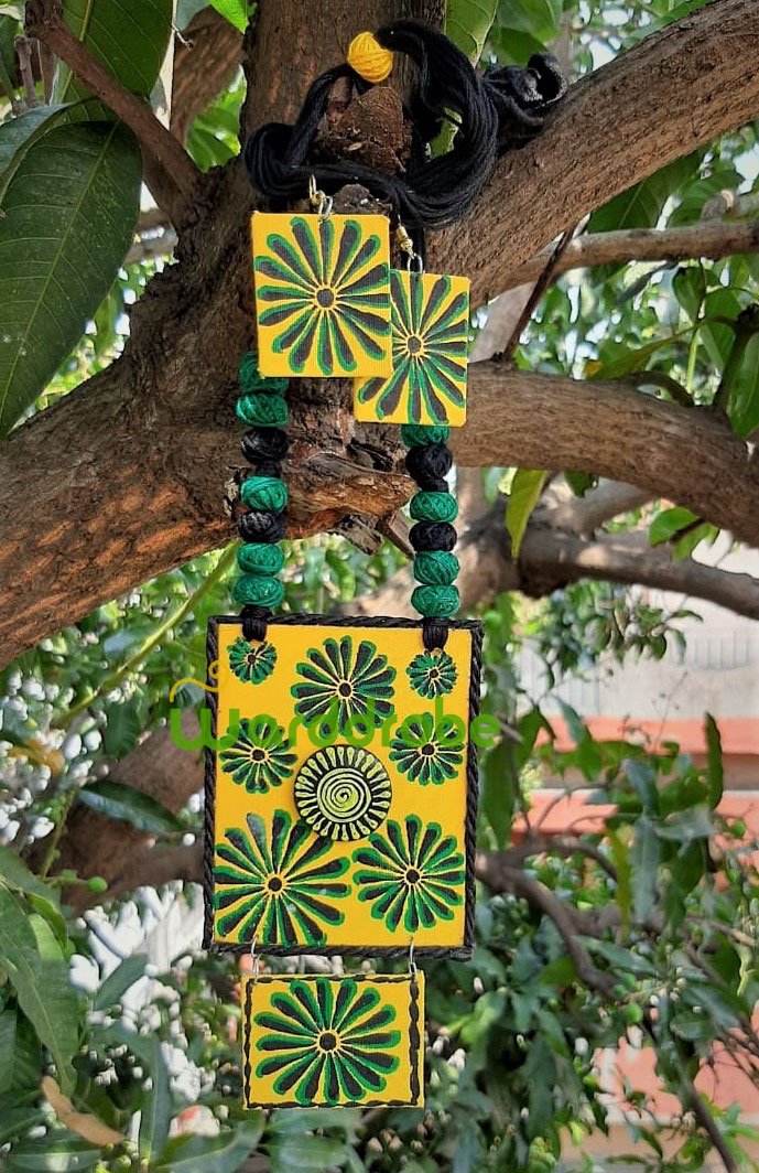 Handmade & Hand‑Painted Fabric Jewellery Set