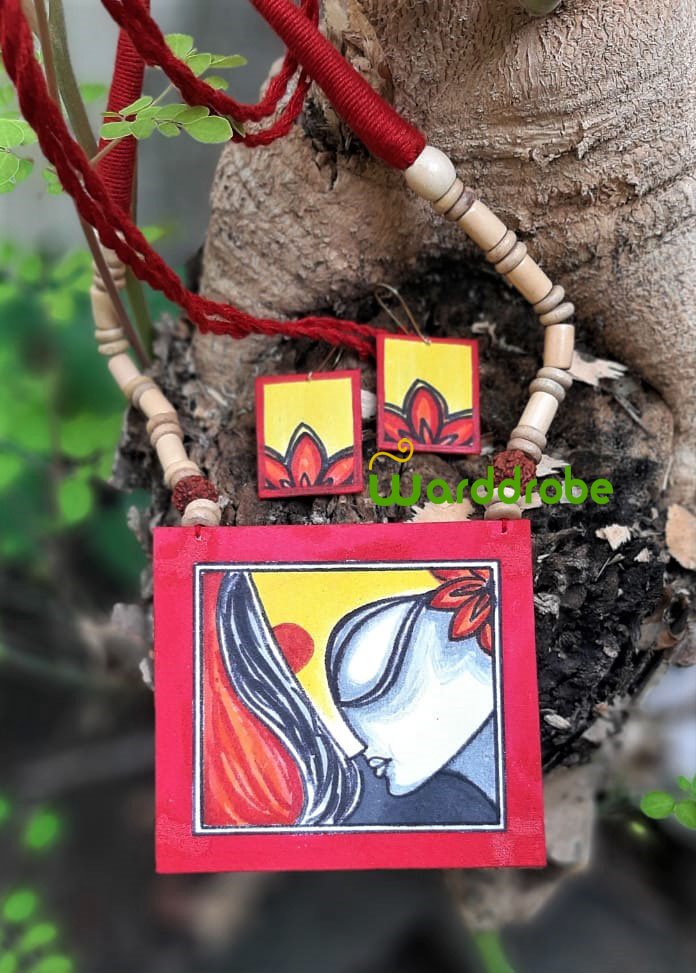 Handmade & Hand‑Painted Fabric Jewellery Set - Image 2