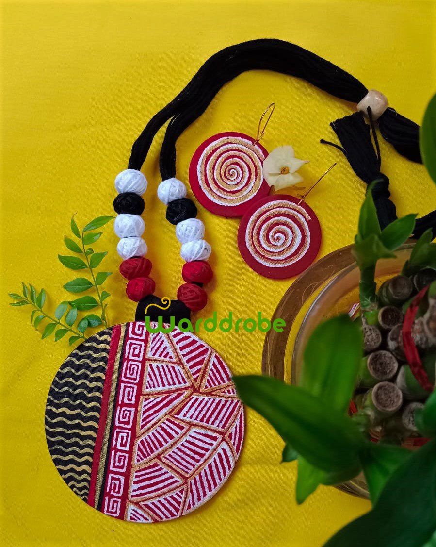 Handmade & Hand‑Painted Fabric Jewellery Set