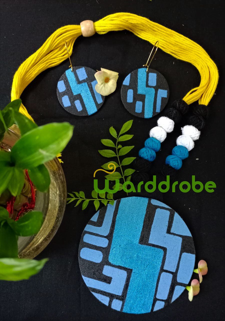 Handmade & Hand‑Painted Fabric Jewellery Set - Image 2