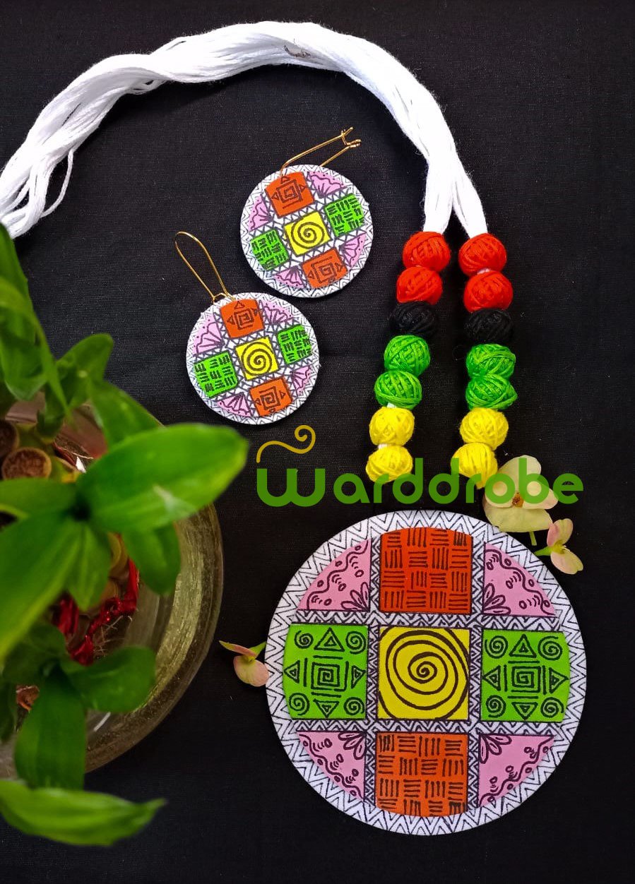 Handmade & Hand‑Painted Fabric Jewellery Set - Image 3