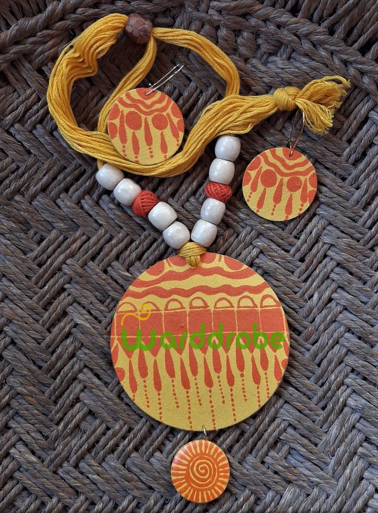 Handmade & Hand‑Painted Fabric Jewellery Set
