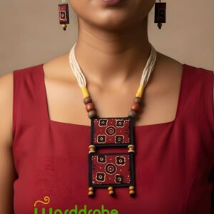 Handmade & Hand‑Painted Fabric Jewellery Set