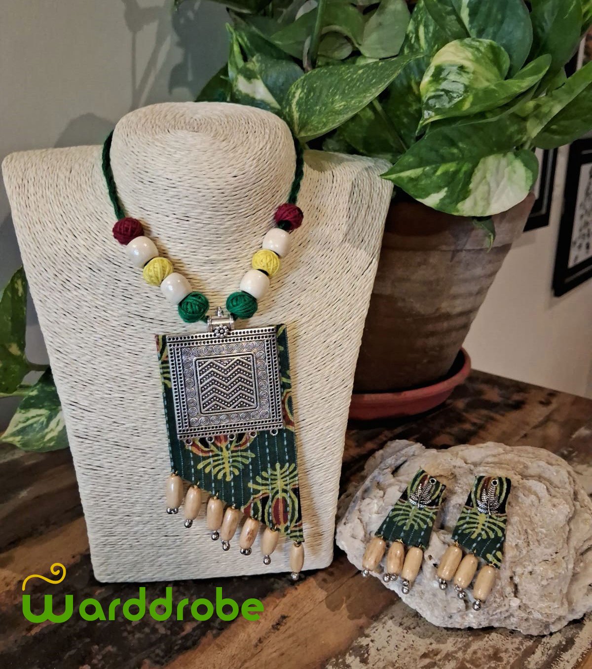 Handmade & Hand‑Painted Fabric Jewellery Set