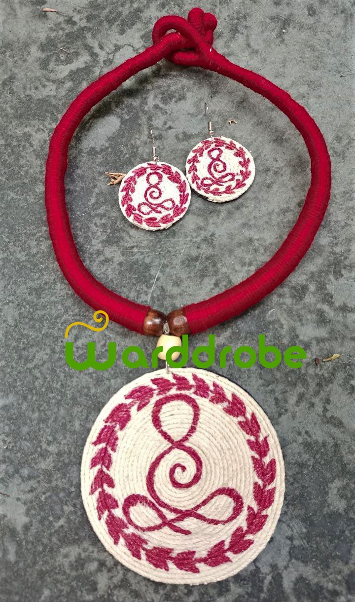 Handmade & Hand‑Painted Fabric Jewellery Set - Image 3