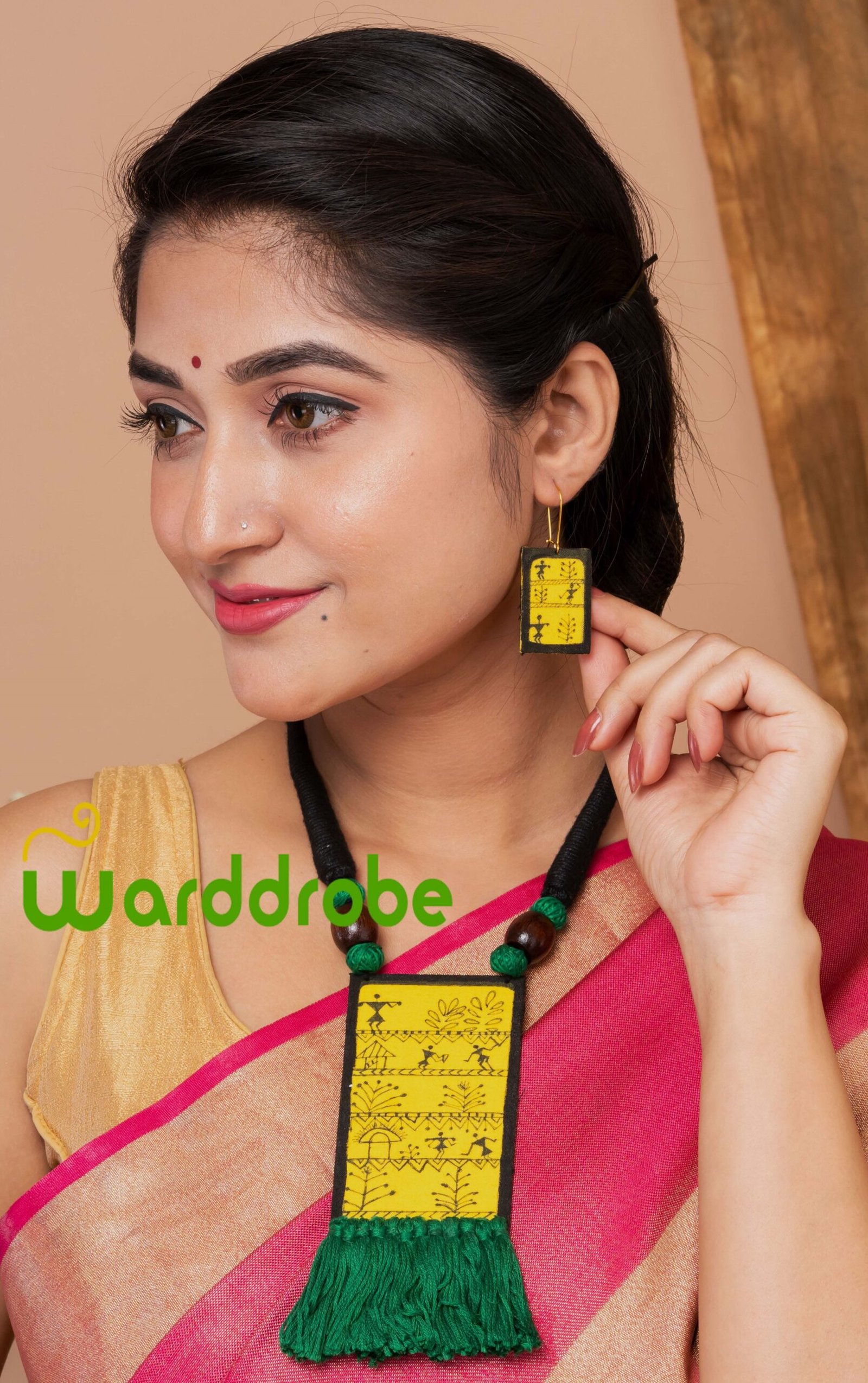 Handmade & Hand‑Painted Fabric Jewellery Set - Image 2