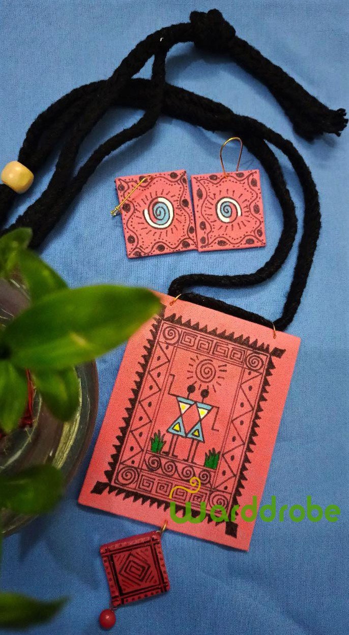 Handmade & Hand‑Painted Fabric Jewellery Set - Image 2