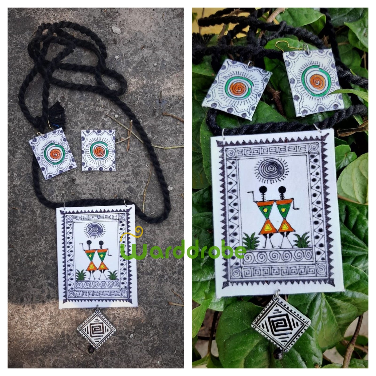Handmade & Hand‑Painted Fabric Jewellery Set