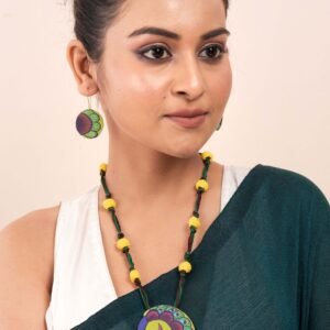 Handmade & Hand‑Painted Fabric Jewellery Set