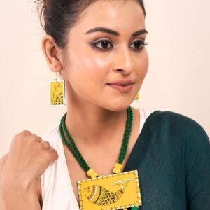 Handmade & Hand‑Painted Fabric Jewellery Set