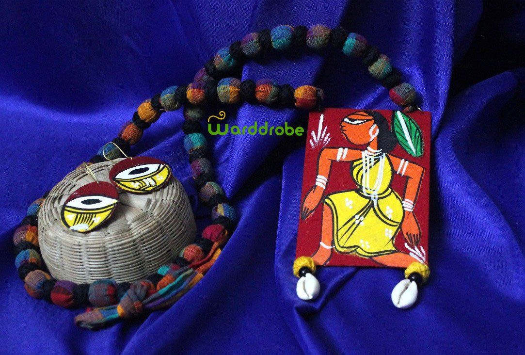 Handmade & Hand‑Painted Fabric Jewellery Set