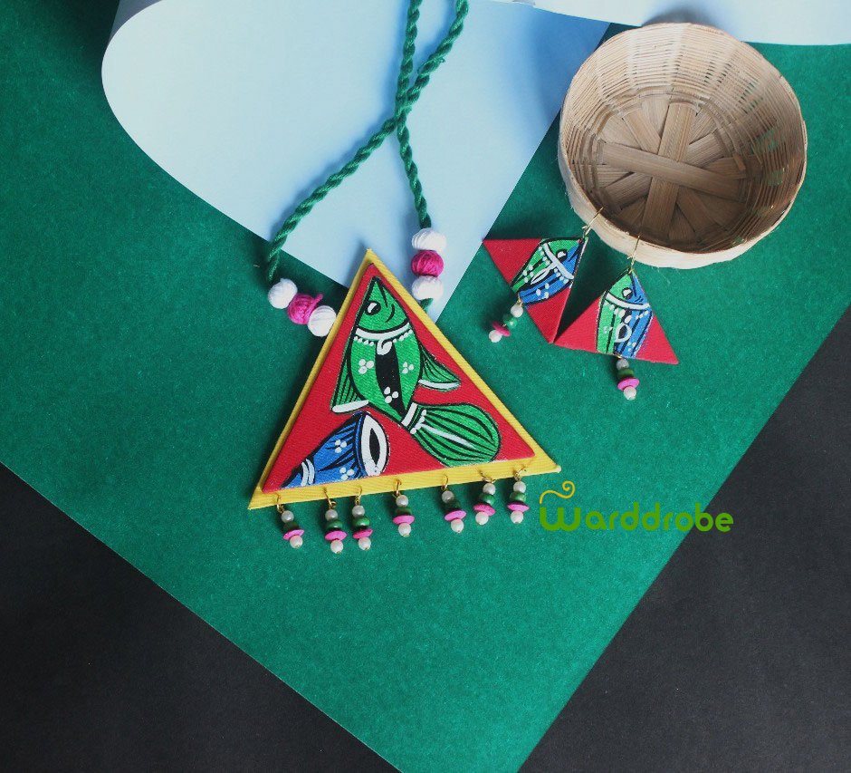 Handmade & Hand‑Painted Fabric Jewellery Set