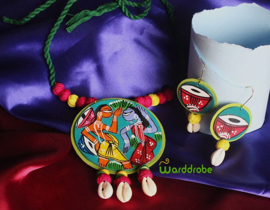 Handmade & Hand‑Painted Fabric Jewellery Set