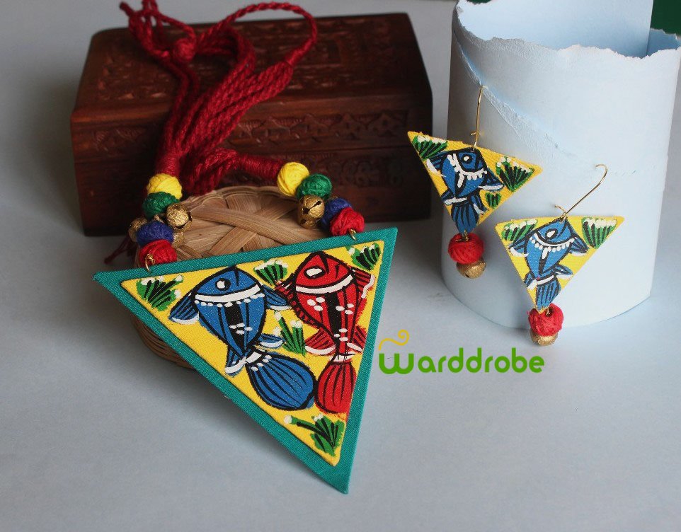 Handmade & Hand‑Painted Fabric Jewellery Set