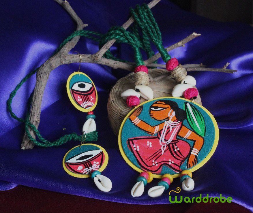 Handmade & Hand‑Painted Fabric Jewellery Set