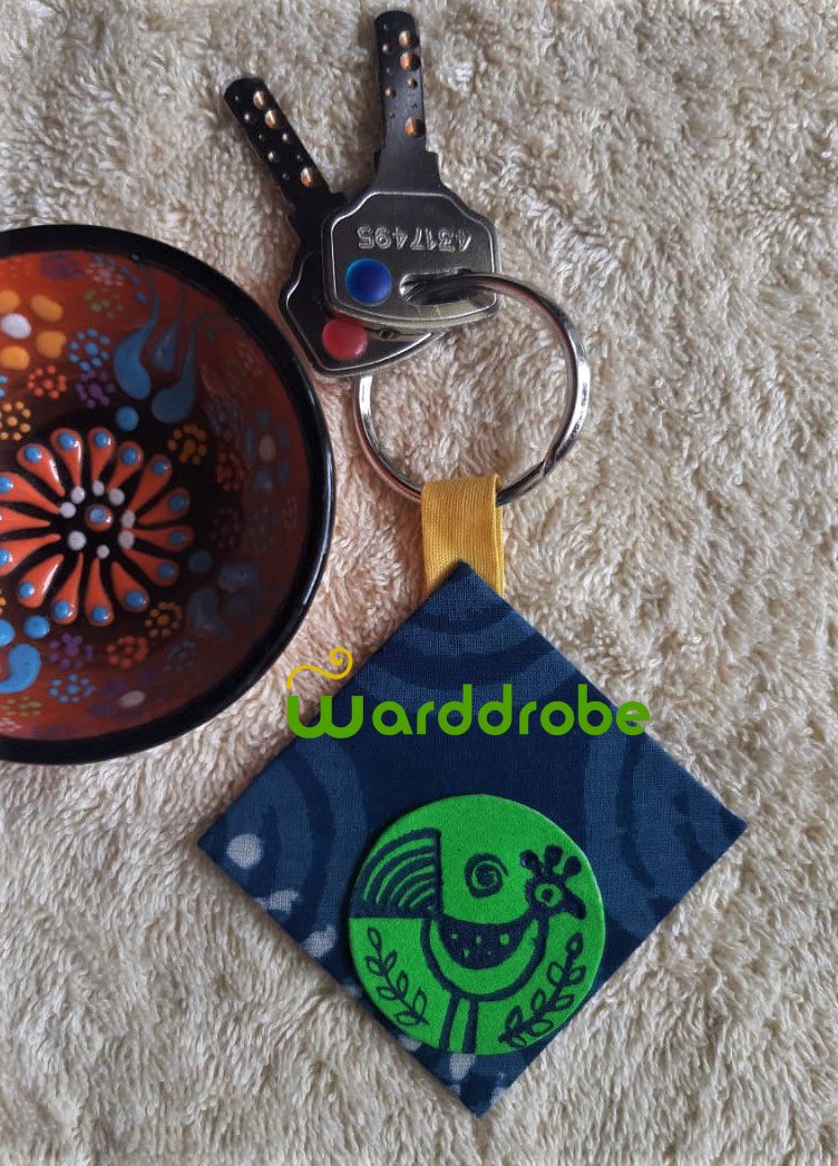 Handmade and hand Painted Fabric Keyrings