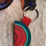 Handmade and hand Painted Fabric Keyrings